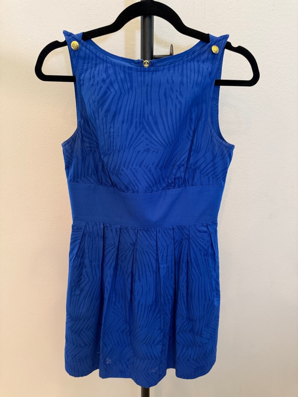 Armani Exchange, Sleeveless Royal Blue Palms, Fit & Flare Dress, Size 2